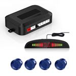 Cocar Auto Reverse Parking Sensor Kit with 4 Blue Rear Parking Sensors, LED Display & Beep Warning - Universal Reversing Sensor Kit for Cars & Vans, Easy Installation, Weatherproof Design