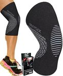 Physix Gear Knee Compression Sleeve for Men & Women - Best Compression Knee Brace for Walking, Running, Gym, Basketball, Weightlifting,Workout, Sports - Knee sleeves Support, Black/Grey, M