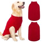 Mihachi Turtleneck Dog Jumper - Dog Sweater Winter Coat Apparel Classic Cable Knit Clothes with Leash Hole for Cold Weather