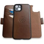 Dreem Wallet Case for iPhone 15, Revolutionary Vert/Hor Phone Stand, Magnetic Detachable Vegan Leather Flip Cover RFID Blocking Card Holder, MagSafe-Fit, Gift Box [Fibonacci: Chocolate]
