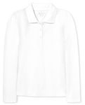 The Children's Place Girls' Little Girls' Long Sleeve Uniform Polo, White, Small/5/6