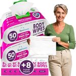 XL Bath Wipes for Adults Bathing No Rinse (2pk) - 100 Count + 8 Travel Wipes - 9"x12" Disposable Washcloths for Adults - Surgery Recovery Supplies, Elderly Incontinence & Health Care Products