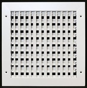 12" X 10" Adjustable AIR Supply Diffuser - HVAC Vent Cover Sidewall or Ceiling - Grille Register - High Airflow - White [Outer Dimensions: 13.75" w X 11.75" h]