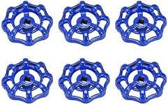 uxcell Metal Outside Faucet Round Wheel Handle, Square Broach 6x6mm, Wheel OD 51mm Paint Cast Steel Blue 6Pcs