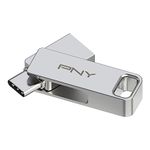 PNY 64GB DUO LINK USB 3.2 Type-C Dual Flash Drive for Android Devices and Computers - External Mobile Storage for Photos, Videos, and More - 200MB/s