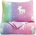 Kids Rule 2 Piece Unicorn and Stars Glow in The Dark Comforter Set, Rainbow Colors, Pink, Multicolored - Twin (UNI2CMFST)