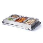 LIVIVO Large Stainless Steel Electric Buffet Server and Food Warming Tray- 4 Pans with Removable 4 lids- Adjustable Temperature Control- Perfect Food Warmer for Parties and Any Events