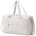 Narwey Cabin Bag 45x36x20 New Easyjet, Foldable Weekend Overnight Bags for Women and Men, Lightweight Travel Duffel Bag, Carry on Hand Luggage Bag for Essentials 25L (Beige)