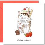 Cult Kitty - It's Paw-ty Time!! - Cute Cat Card - Funny Birthday Card for Him - Birthday Card for Her - Mum Birthday Card - Dad Birthday Cards - For Husband, Wife, Girlfriend, Son or Daughter