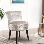 Wisfor Vanity Chair with Back for Bedroom, Velvet Vanity Seat Chairs Cute Makeup Stools for Bedroom Girl Women (Silver)