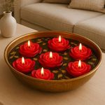 Shraddha Creation Wax Scented Floating Candles For Home Decor, Rose Fragrance, Flower Shape, Red Colour, Pack Of 8, 7 X 3 Cm
