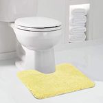 Walensee Bathroom Contour Rug (20x24, Yellow) Non Slip Bath Mat for Bathroom Water Absorbent Soft Microfiber Shaggy Bathroom Mat Machine Washable Bath Rug for Bathroom U Shape Toilet Rug