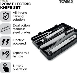 Tower Electric Knife – Black Stainless Steel Blade