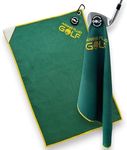 Multi-Function Magnetic Golf Towel with Wash Pocket, Magna-Anchor Technology, Waffle Pattern, Ball Scrubber – Perfect Golf Gift for Men & Women (16" x 24", Augusta Green, with Magnet)