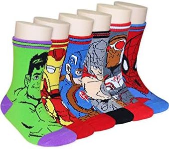 Super Hero Adventures Boys Toddler 6 pack Crew Socks (2T-3T, Avengers Multi)