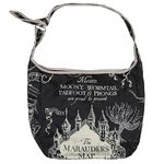 Bioworld Harry Potter The Marauder's Map Hogwarts Shoulder Crossbody Purse Hobo Bag Adjustable Strap - One Size - Black, Black, One Size