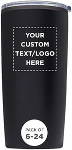 Custom Plastic Tumblers 20 oz Set of 6/12/24 Personalized Bulk Pack with Lids, Ice Coffee Tumbler, To Go Cup Insulated - Black