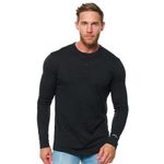 Merino Wool Base Layer Mens - 100% Merino Wool Shirts for Men Thermal Underwear Long Sleeve T-Shirt for Hiking Hunting (Large, 170 Charcoal Henly)