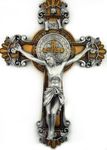 Religious Gifts St. Saint Benedict Crucifix 2 Tone Wall Cross 10 Inch