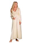 Shadowline Silhouette Gown and Peignoir Set (51737), Ivory, L