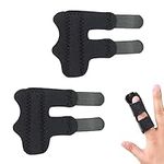 Enzyluxe 2pcs Finger Splints, Finger Support Trigger Finger Splints Finger Brace with 2 Adjustable Fixing Belt for Broken Finger Protection Pain Relief (COLOR:Black)