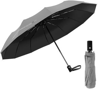 PRANIJ One-Click Auto Open/Close 3-Fold Travel Umbrella For Women, Men, & Kids, Sun & UV Protection Compact Lightweight Windproof Umbrella for Rain (Grey)