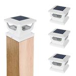 GEYUEYA Home Solar Post Lights,Solar Post Cap Lights IP65 Waterproof Solar Fence Lights Outdoor Garden for 3x3 4x4 inch Patio Fence Deck Wooden Posts-4 Pack