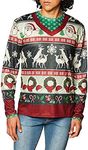 Faux Real Men's 3D Photo-Realistic Ugly Christmas Sweater Long Sleeve T-Shirt, Frisky Deer, Small