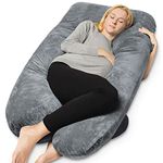 Queen Rose U Shaped Velour Pregnancy Body Pillow with Zipper Removable Cover(Grey)