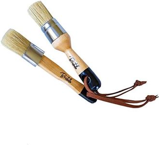 Bristello Wax Brush Chalk Paint Brush Set. 1x Flat Furniture Paint Brush and 1x Round Chalk Paint Brushes for Furniture. 1” Small Paint Brush Duo – Stencil Brush, Milk Paint and Wax Paintbrush
