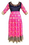 Shehzadi Women's Silk Gown Model One Piece Maxi Long Dress for Girls Traditional Full Length Sungudi (Ruby Pink, XX-Large)