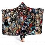 Hooded Blanket by LZXBZAI, Horror Movie Character Hooded Cloak for Adult Gothic Sherpa Fleece Wearable Throw Blanket Microfiber Bedding (A, 59x51inch)