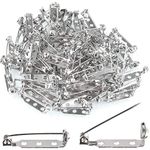 100 Pcs Silver Tone Brooch, STARVAST Pin Back Clasp Brooch Pins Findings with 3 Holes for Badge Insignia, Citation Bars, Making Corsage, Name Tags, Toy Pins and Jewelry Making, 25mm/100(±3%) Pairs