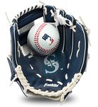 Franklin Sports MLB Youth Teeball Glove and Ball Set - Kids Seattle Mariners Baseball and Teeball Glove and Ball - Perfect First Kids Glove - 9.5"