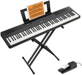 Donner DEP-45 88 Key Digital Piano Ultrathin, Beginner Electric Piano Keyboard with Semi Weighted Keys, Full Size Portable Keyboard Piano with Stand, Sustain Pedal, Power Supply