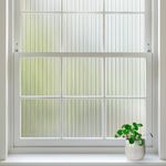 rabbitgoo Window Films for Privacy Frosted Fluted Glass Privacy Film Decorative Removable Static Cling Reeded Window Sticker Anti-UV Sun Blocking Covering for Home Office Door, 44.5 x 200cm