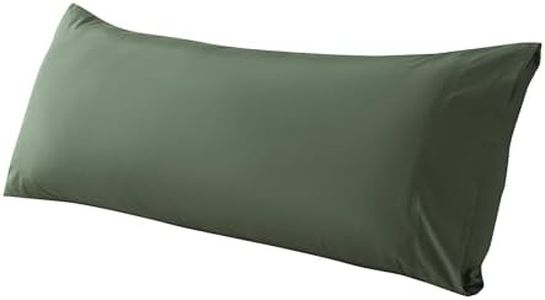 WhatsBedding Body Pillow Cover Cotton Fabric, Long Pillow Case Breathable & Skin-Friendly, Envelope Closure - Olive Green (21x54 inch)