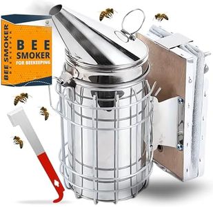 SunVara Bee Smoker Stainless Steel Bee Smoker for Beekeeping Beekeeping Supplies Bee Hive Smoker with Heat Shield - Beekeeping Tools Bee Hive Tool Smokers for Bees