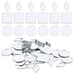 Prasacco 120 Pcs Small Mirrors for Crafts, Square Round Craft Mirror 3 Shapes Mirror Pieces for Crafts