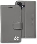 SafeSleeve EMF Protection Anti Radiation for iPhone 16 Case, RFID EMF Blocking, Card Holder Wallet, Vegan Leather, Adjustable Stand Cell Phone Case, for Women & Men (Grey)