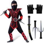 Spooktacular Creations Red Ninja Deluxe Costume Set with Ninja Foam Accessories Toys for Kids Kung Fu Outfit Halloween Ideas