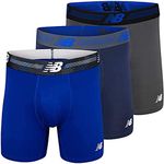 New Balance Men's 6" Boxer Brief Fly Front with Pouch, 3-Pack, Orca/Pigment/Team Royal, Large