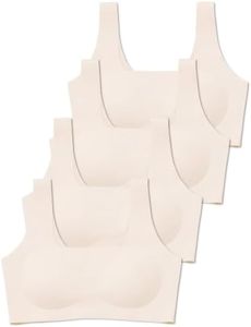 JOYTREE Girls Training Bras for Girls 8-14 Seamless Comfortable Sports Bra with Soft Removable Padding Bras Multipack - Beige/Beige/Beige/Beige, S