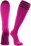 TCK Elite Finale 3 Stripe Soccer Socks (Hot Pink/Black, Large)