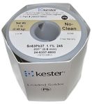 Kester 24-6337-8800 50 Activated Rosin Cored Wire Solder Roll, 245 No-Clean, 63/37 Alloy, 0.031" Diameter