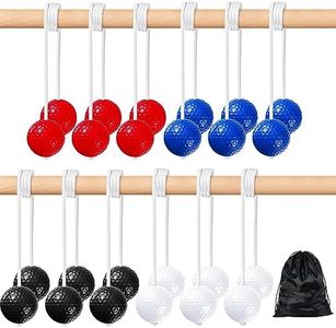 Lenwen 12 Pack Ladder Ball Ladder Toss Outdoor Game Ladder Toss Balls Replacement Bolas with Storage Bag for Toss Match Yard Lawn Golf Game, 4 Colors (Red, Blue, Black, White)