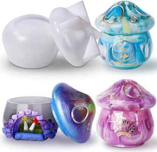 LET'S RESIN Mushroom Jar Resin Molds Silicone, Epoxy Resin Molds with Lid, Cute Mushroom Jar Molds for Craft Decorations, Storage, Candles, Gifts