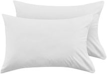 LINENOVA Luxury Cotton Blend Pillowcases (Set of 2) - Queen Size, Envelope Closure Soft and Breathable Pillowcases Set- 51x76cm-White