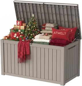 ATMELT 300 Gallon Outdoor Storage Box, Extra Large Resin Deck Box, Waterproof Lockable Storage Container, XXL Storage Bins with Lids for Patio furniture, Garden Tools, Grey