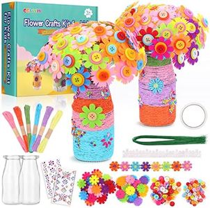 Fleurs Kit Bricolage Enfant Kit, D'art Bricolage Amusant Set Créatif Vase et Fleurs Projets D'art Fleurs Artisanat Cadeaux D'anniversaire des Mères pour Filles Garçons Âgés de 4 5 6 7 8 9 10 Ans